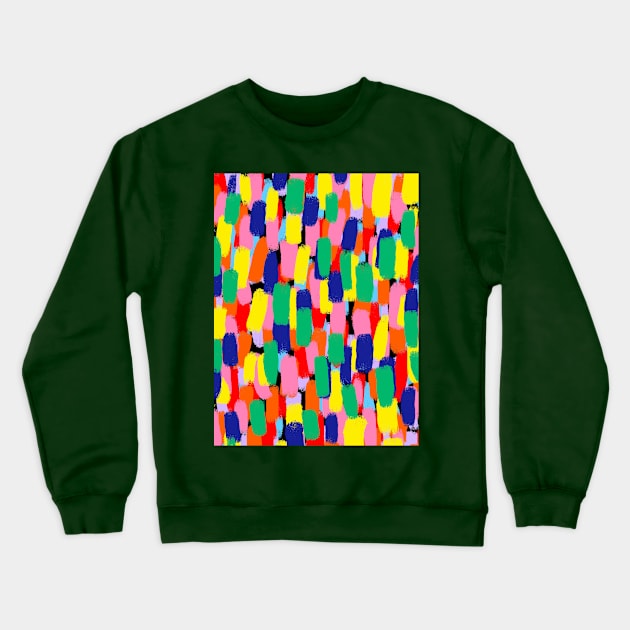 Abstract, Rainbow Colours, Paint Brush Effect Crewneck Sweatshirt by OneThreeSix